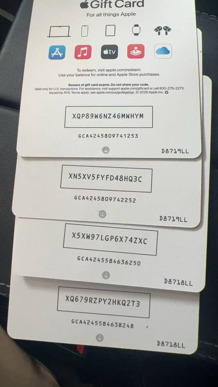 Gift cards submitted for exchange 14
